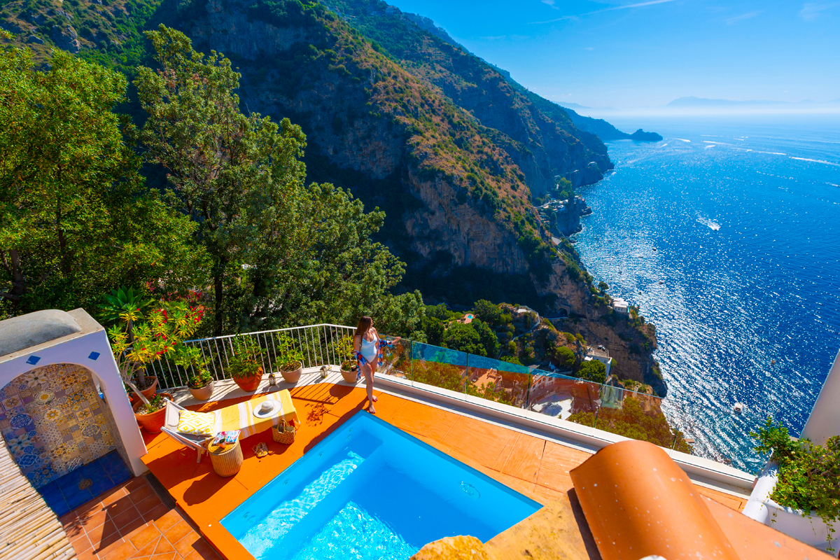 Panoramic pool of Villa Poesia in Praiano, Amalfi Coast